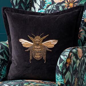 Voyage Maison Layla Embroidered Velvet Feather Filled Cushion 50cm x 50cm Black