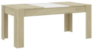 Dining Table White and Sonoma Oak 180x90x76 cm Chipboard