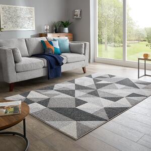 Geo Squares Rug Charcoal