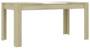 Dining Table White and Sonoma Oak 160x80x76 cm Chipboard