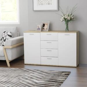 Sideboard White and Sonoma Oak 120x35,5x75 cm Chipboard