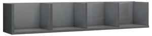 CD Wall Shelf High Gloss Grey 100x18x18 cm Engineered Wood