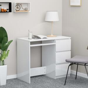 Desk High Gloss White 90x45x76 cm Chipboard