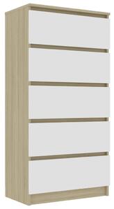 Drawer Sideboard White and Sonoma Oak 60x35x121 cm Engineered Wood