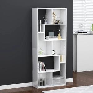 Book Cabinet High Gloss White 67x24x161 cm Engineered Wood