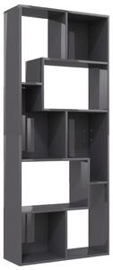 Book Cabinet High Gloss Grey 67x24x161 cm Engineered Wood