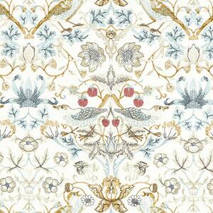 William Morris Strawberry Thief Embroidery Fabric Denim