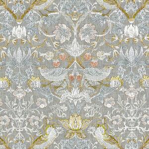 William Morris Strawberry Thief Embroidery Fabric Slate Blush
