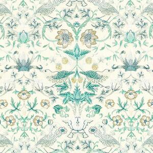 William Morris Strawberry Thief Embroidery Fabric Teal