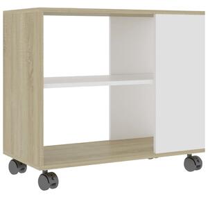 Side Table White and Sonoma Oak 70x35x55 cm Engineered Wood