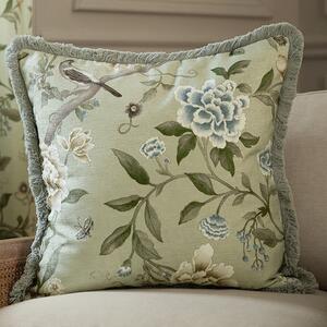 Sanderson Porcelain Garden Printed Chenille 50cm x 50cm Filled Cushion Sage