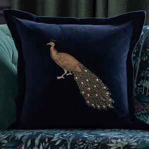 Voyage Maison Mayura Embroidered Velvet 55cm x 55cm Feather Filled Cushion Midnight