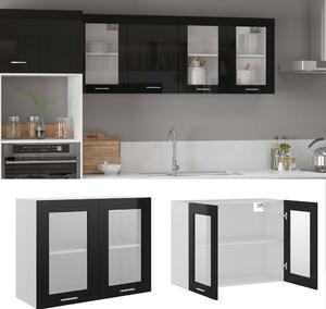 Hanging Glass Cabinet High Gloss Black 80x31x60 cm Engineered Wood