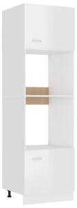 Microwave Cabinet High Gloss White 60x57x207 cm Chipboard