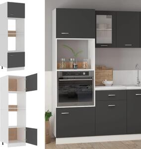 Microwave Cabinet Grey 60x57x207 cm Engineered Wood