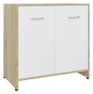 Bathroom Cabinet White and Sonoma Oak 60x33x61 cm Engineered Wood