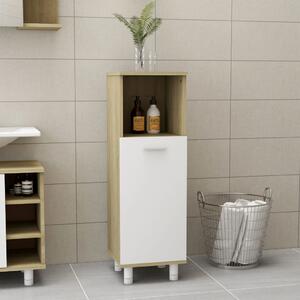 Bathroom Cabinet White and Sonoma Oak 30x30x95 cm Engineered Wood