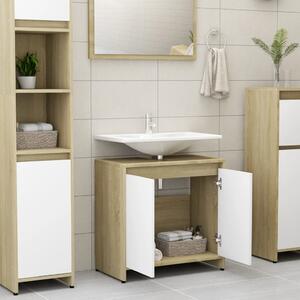 Bathroom Cabinet White and Sonoma Oak 60x33x61 cm Engineered Wood