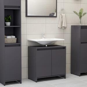 Bathroom Cabinet High Gloss Grey 60x33x61 cm Chipboard