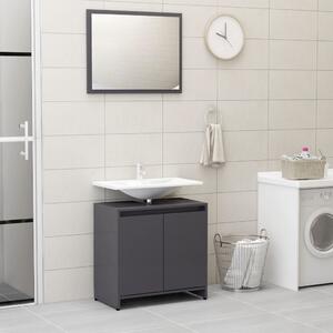 Bathroom Furniture Set High Gloss Grey Chipboard