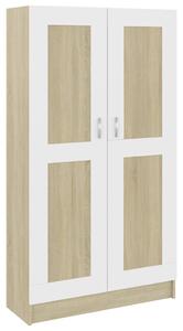 Book Cabinet White and Sonoma Oak 82.5x30.5x150 cm Engineered Wood