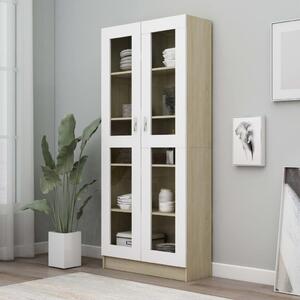 Vitrine Cabinet White and Sonoma Oak 82.5x30.5x185.5 cm Engineered Wood