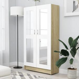 Vitrine Cabinet White and Sonoma Oak 82.5x30.5x150 cm Chipboard