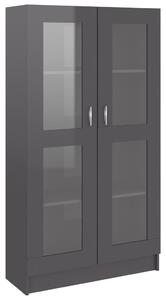 Vitrine Cabinet High Gloss Grey 82.5x30.5x150 cm Engineered Wood