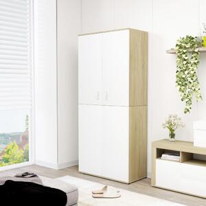 Shoe Cabinet White and Sonoma Oak 80x39x178 cm Engineered Wood