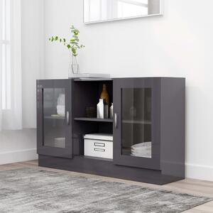 Vitrine Cabinet High Gloss Grey 120x30.5x70 cm Engineered Wood