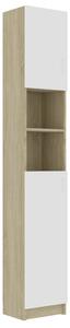 Bathroom Cabinet White and Sonoma Oak 32x25.5x190 cm Engineered Wood