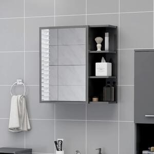 Bathroom Mirror Cabinet High Gloss Grey 62.5x20.5x64 cm Chipboard