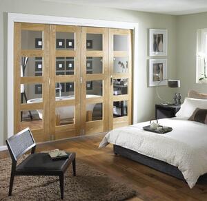 Clear Glazed Oak Folding Internal Doorset - 2545mm Wide