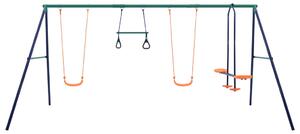 Swing Set with Gymnastic Rings and 4 Seats Steel
