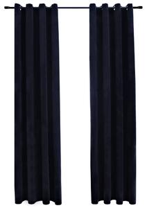 Blackout Curtains with Rings 2 pcs Velvet Black 140x245 cm