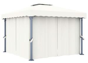 Gazebo with Curtain 3x3 m Cream White Aluminium