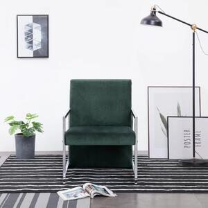 Armchair with Chrome Feet Dark Green Velvet