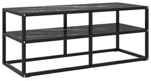 TV Cabinet Black with Black Marble Glass 100x40x40 cm