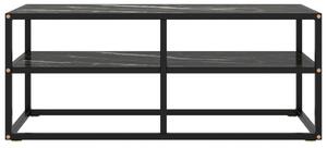 TV Cabinet Black with Black Marble Glass 100x40x40 cm