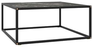 Coffee Table Black with Black Marble Glass 80x80x35 cm