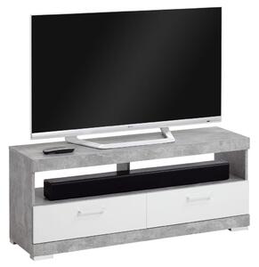 FMD TV/Hi-Fi Stand Concrete Grey and Glossy White