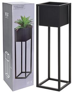 Home&Styling Flower Pot on Stand Metal Black 70 cm