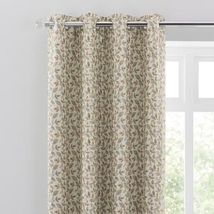 Dianna Duck Egg Eyelet Curtains Beige, Green and Brown