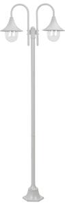 Garden Post Light E27 220 cm Aluminium 2-Lantern White