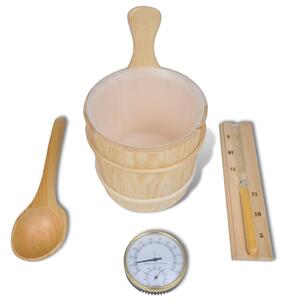 5 Piece Sauna Accessory Bucket Spoon Hourglass Thermo-hygrometer