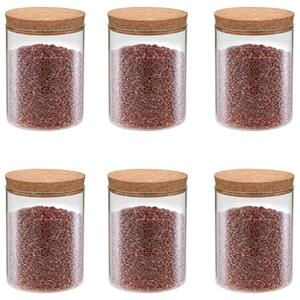 Storage Glass Jars with Cork Lid 6 pcs 650 ml