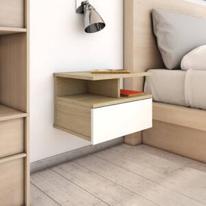 Floating Nightstand White and Sonoma Oak 40x31x27cm Engineered Wood