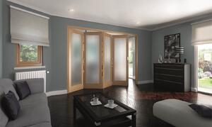 Shaker Oak 1 Light Obscure Glazed Interior Folding Doors 4 x 0 2047 x 2545mm