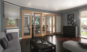 Shaker Oak 1 Light Clear Glazed Interior Folding Doors 5 x 1 2047 x 4227mm