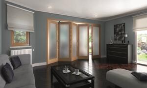 Shaker Oak 1 Light Obscure Glazed Interior Folding Doors 4 x 1 2047 x 3158mm